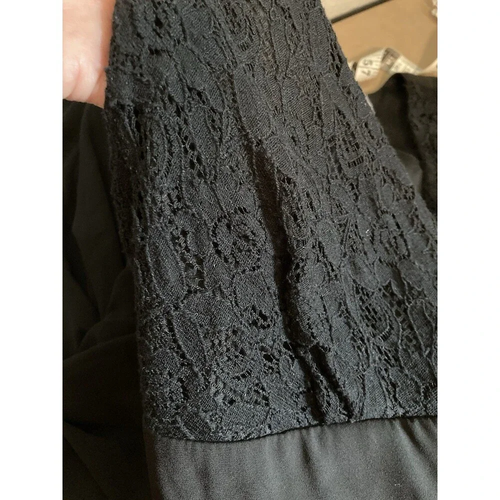 Women's Jumpsuit Black Lace S Sz 3 Sleeveless Wide Leg Romper Tie Gothic Chic